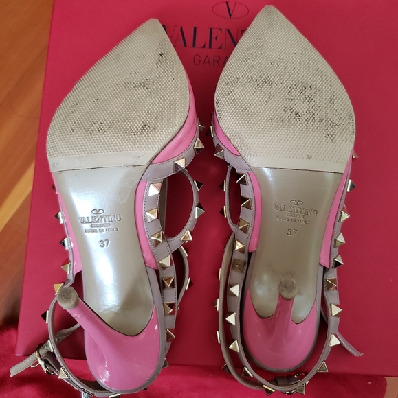 Valentino Rockstud Caged Pink Patent Pumps 37 - Picture 3 of 5